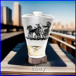 Mid Century Italian Vase Gold Gilt Roman Men & Chariot 1950's Bloomingdales NYC