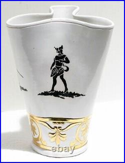 Mid Century Italian Vase Gold Gilt Roman Men & Chariot 1950's Bloomingdales NYC