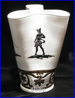 Mid Century Italian Vase Gold Gilt Roman Men & Chariot 1950's Bloomingdales NYC