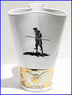 Mid Century Italian Vase Gold Gilt Roman Men & Chariot 1950's Bloomingdales NYC