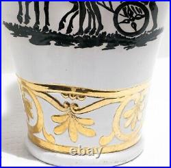 Mid Century Italian Vase Gold Gilt Roman Men & Chariot 1950's Bloomingdales NYC