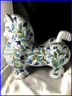 Mid-Century Mancioli For Raymor Vintage Art Pottery Large Flower Covered Horse