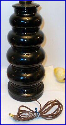 Mid Century Mod BLACK Art Pottery Ceramic LAMP