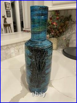 Mid Century Modern Aldo Londi BITOSSI LG RIMINI BLUE Italy 17 Pottery Vase