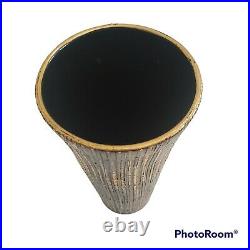 Mid Century Modern Aldo Londi Seta Italian Ceramic Vase Gold & Black 10