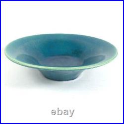 Mid Century Modern California Art Pottery Ceramic Crackleware Turquoise Bowl