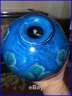 Mid Century Modern Italy Vase Rimini Blue Vintage Ceramic Art Pottery Floral