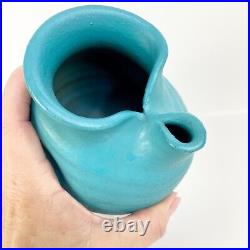 Mid Century Modern Teal Wishon Harrell Studio Art Pottery Ceramic Vase Vintage