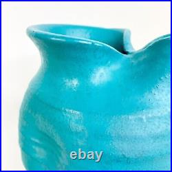 Mid Century Modern Teal Wishon Harrell Studio Art Pottery Ceramic Vase Vintage