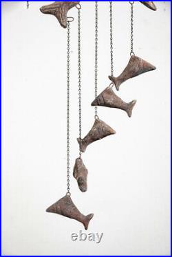 Mid Century Modern Wind Chime Artisan Ceramic Fish Hanging Vintage Pottery Art