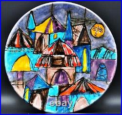 Mint Handpainted Elio Schiavon design ITALY pottery 10 Wall Plate City Motiv