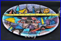 Mint Handpainted Elio Schiavon design ITALY pottery 10 Wall Plate City Motiv