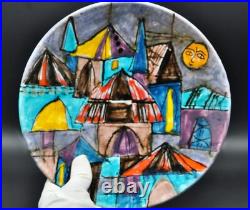 Mint Handpainted Elio Schiavon design ITALY pottery 10 Wall Plate City Motiv