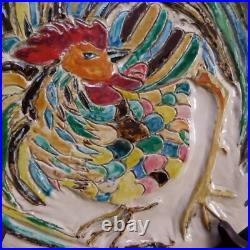 Modern Art Pottery Ceramic Plate Under Plate Round Rooster France N7548 Modern Art Pottery Ceramic Plate Under Plate Round Rooster France N7548