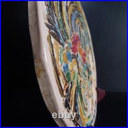 Modern Art Pottery Ceramic Plate Under Plate Round Rooster France N7548