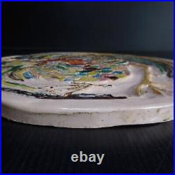 Modern Art Pottery Ceramic Plate Under Plate Round Rooster France N7548