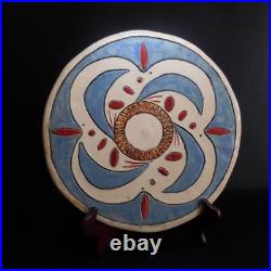 Modern Art pottery ceramic round plate handmade N7547