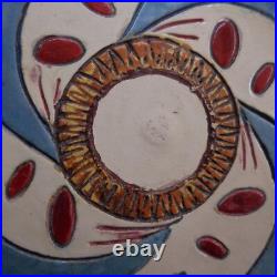 Modern Art pottery ceramic round plate handmade N7547