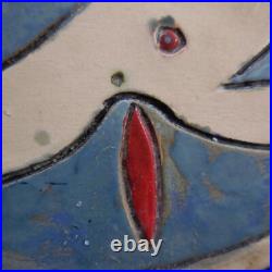 Modern Art pottery ceramic round plate handmade N7547