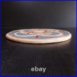 Modern Art pottery ceramic round plate handmade N7547