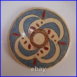 Modern Art pottery ceramic round plate handmade N7547