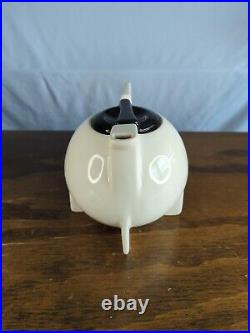 Modernist Bauhaus Design Black&White Art Pottery Ceramic Teapot CRAZING