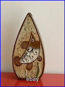 Modernist FISH DESIGN Double Sided 12 Studio Art Pottery Ceramic Vase Denmark