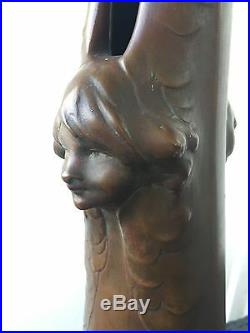 Monumental Art Nouveau 1900 vase copper clad pottery probably Clewell 22