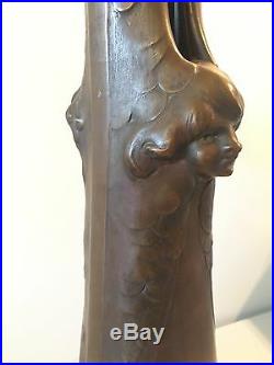 Monumental Art Nouveau 1900 vase copper clad pottery probably Clewell 22