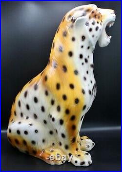 Monumental Italian Ceramic Leopard Statue