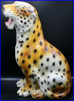 Monumental Italian Ceramic Leopard Statue