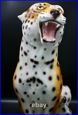 Monumental Italian Ceramic Leopard Statue