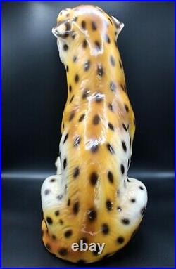 Monumental Italian Ceramic Leopard Statue