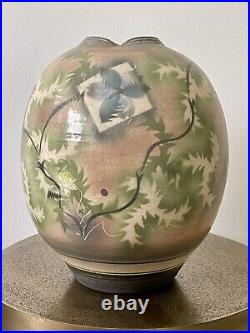 Monumental Jamie Davis Studio Art Pottery 1980s Postmodern Raku Ceramic Vase 12