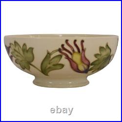 Moorcroft Art Pottery Vintage 1940s Ivory Columbine Hand Painted Ceramic Bowl