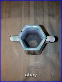 Mueller Art Pottery Illinois 1920s Vintage Art Deco Blue Swirl Ceramic Vase