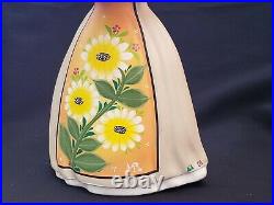 NAJACO Ceramic Mexican Folk Art Doll Sunflower Dress & Basket of Flowers SIGNED