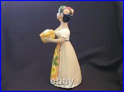 NAJACO Ceramic Mexican Folk Art Doll Sunflower Dress & Basket of Flowers SIGNED