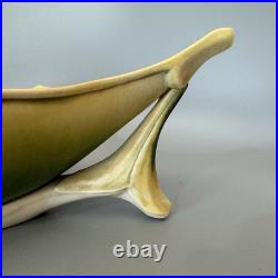 NEWMAN Ceramic Works Art Pottery LEAF DISH Bowl SIGNED Green Yellow BEAUTIFUL