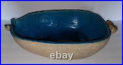 NILS KAHLER-Large Stoneware Bowl-Turquoise Glaze-Denmark Ceramics 1960s