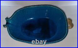 NILS KAHLER-Large Stoneware Bowl-Turquoise Glaze-Denmark Ceramics 1960s