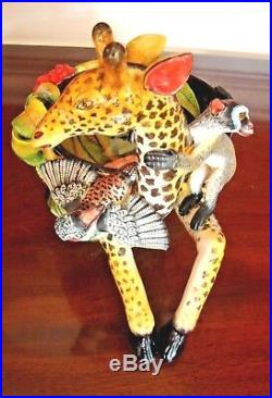 NWT $2000 ARDMORE CERAMIC BOWL Giraffe Monkey Bird, FINE CERAMIC ART, DARLING