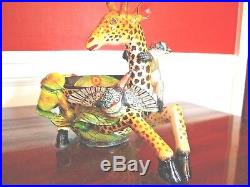 NWT $2000 ARDMORE CERAMIC BOWL Giraffe Monkey Bird, FINE CERAMIC ART, DARLING