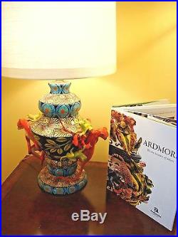 NWT ARDMORE CERAMIC Pair (2) LAMPS w MONKEYS Original FINE CERAMIC ART, $20K