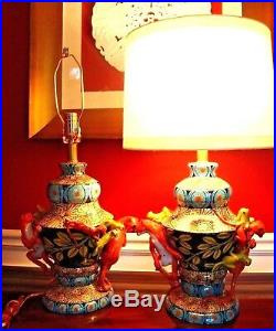NWT ARDMORE CERAMIC Pair (2) LAMPS w MONKEYS Original FINE CERAMIC ART, $20K