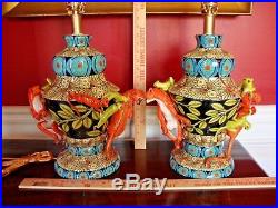 NWT ARDMORE CERAMIC Pair (2) LAMPS w MONKEYS Original FINE CERAMIC ART, $20K