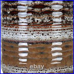 Natural Rustic Earth Tones Ceramic Table Lamp 27 in Art Pottery Striped Taupe