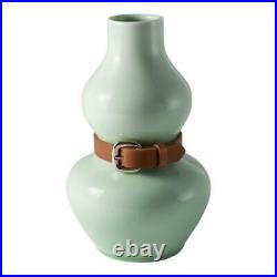 New Ceramic Porcelain Vase Studio Art Pottery Unique Designer Leather Belt Waist