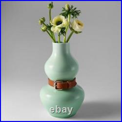 New Ceramic Porcelain Vase Studio Art Pottery Unique Designer Leather Belt Waist