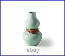 New Ceramic Porcelain Vase Studio Art Pottery Unique Designer Leather Belt Waist